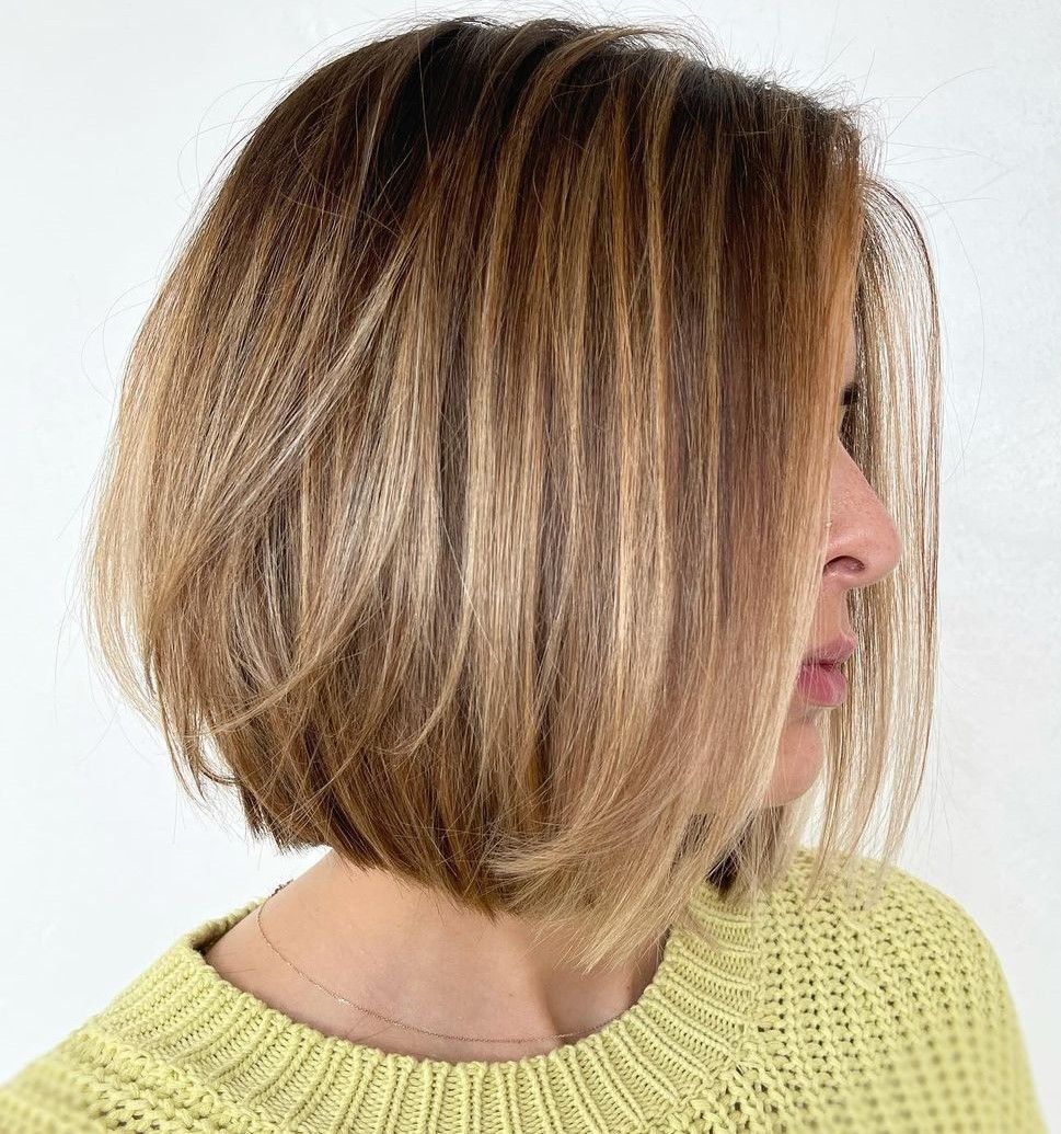 Blonde Highlights On Brown Base Visual Idea — Chunky Highlights Bob 2027