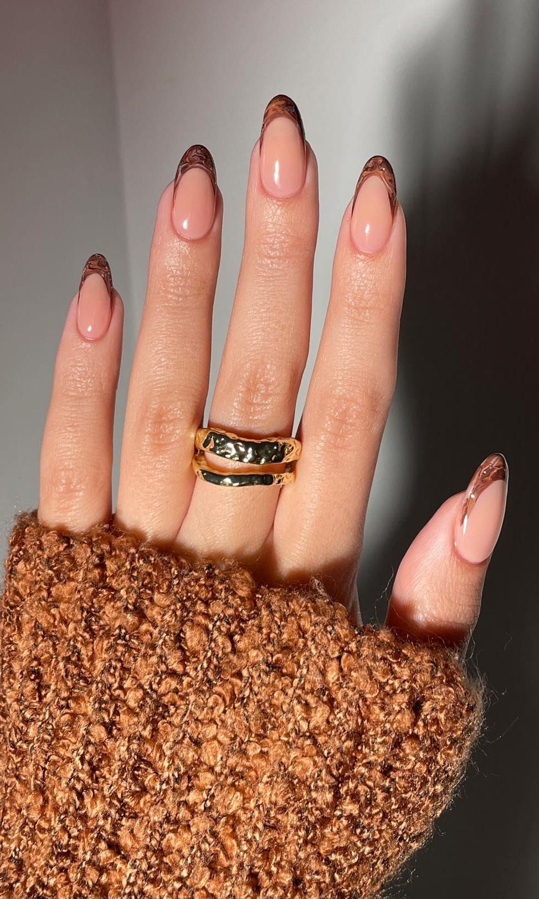 Nude French with Animal Print Accent Nude French with Animal Print Accent — Brown Nails 2027