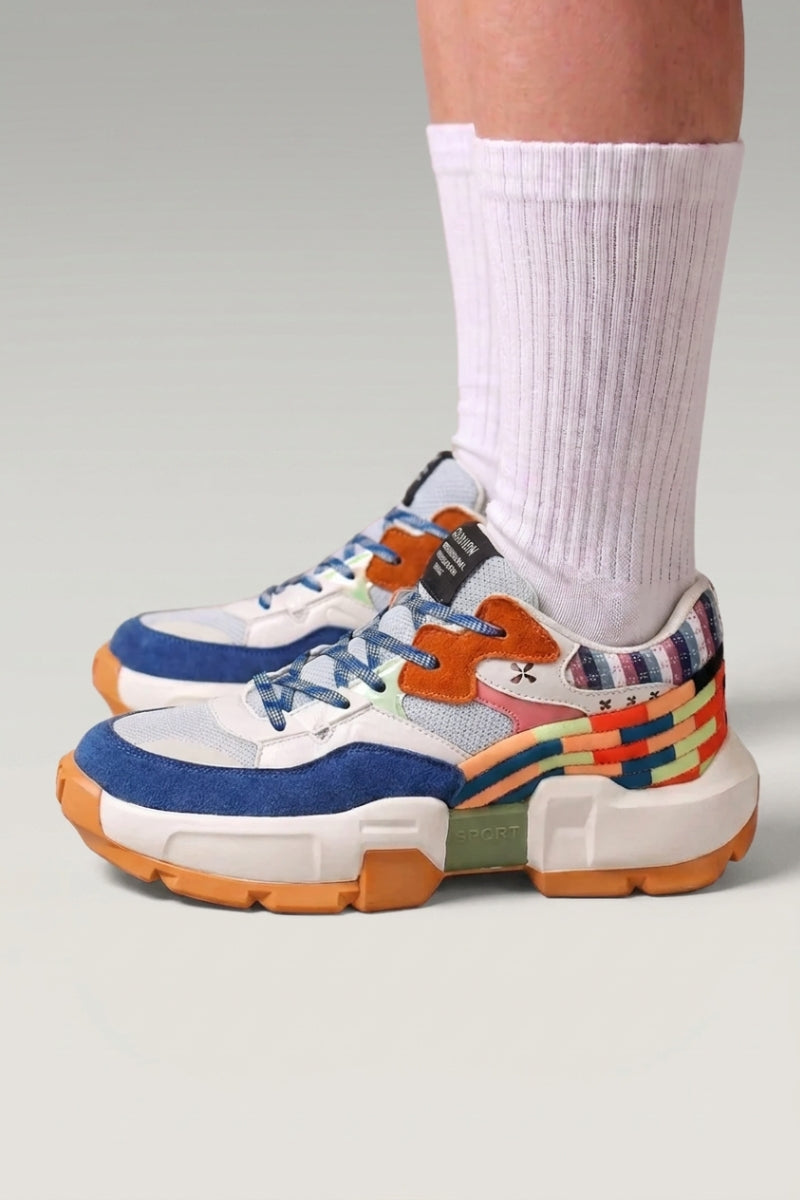 Multicolor Woven Detail Chunky Retro Sneakers Multicolor Woven Detail Chunky Retro Sneakers — Retro Sneakers Outfits 2027