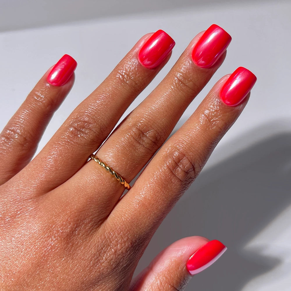 None Vibrant Glossy Red Square Nails None Vibrant Glossy Red Square Nails — Red Nails 2027 for Medium Skin