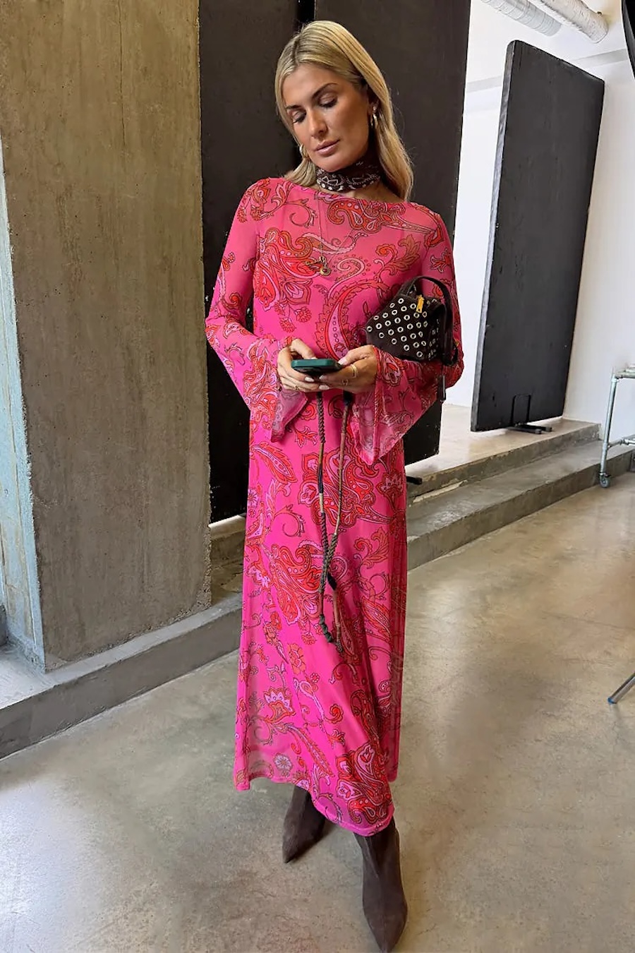 Flowing Pink Paisley Maxi Dress for a Festive Valentine's Day — Pink Valentines Outfits 2027