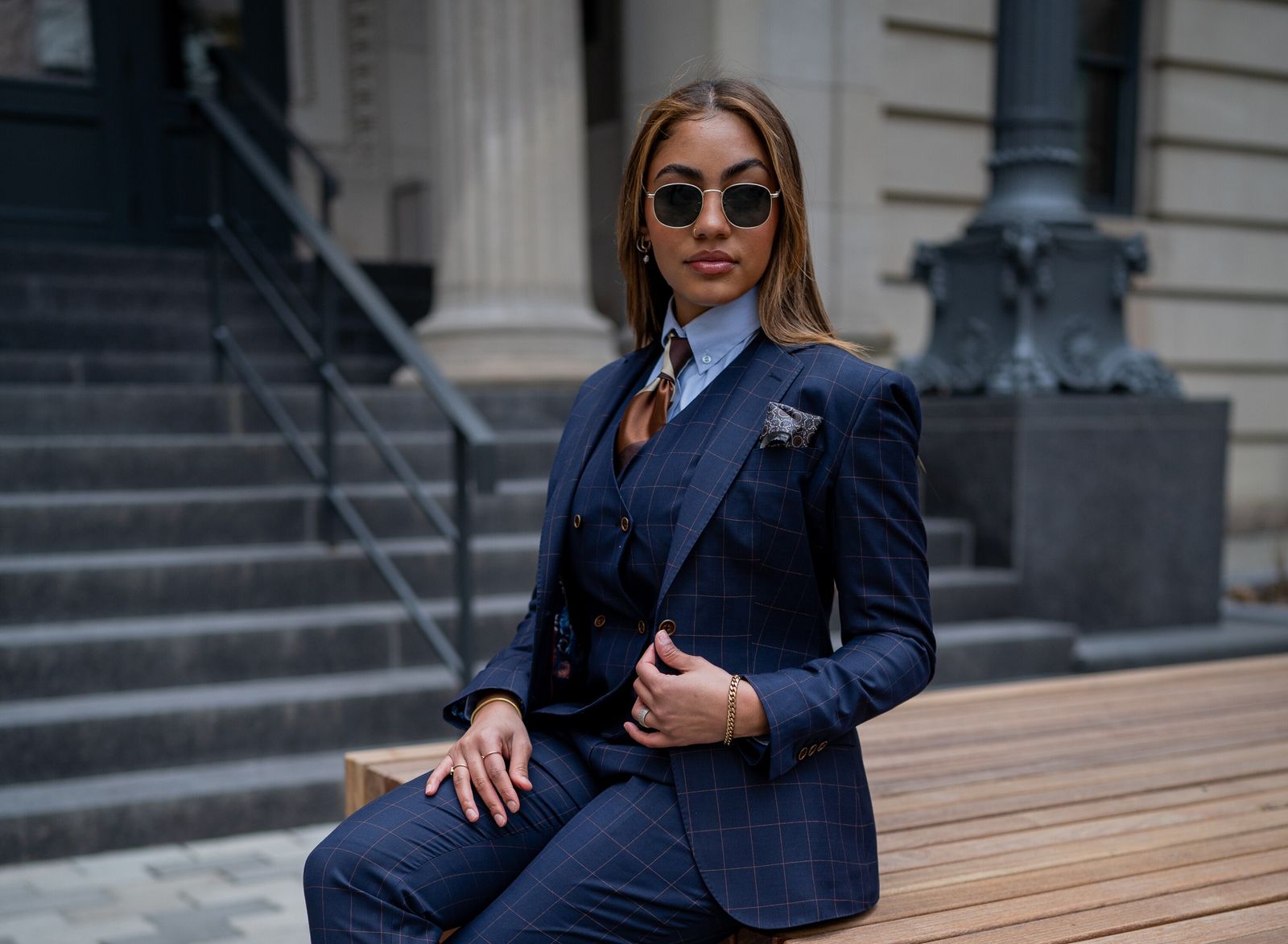 Navy Plaid Double-Breasted Suit for a Sharp Executive Look Navy Plaid Double-Breasted Suit for a Sharp Executive Look — Tech Office Outfits 2027