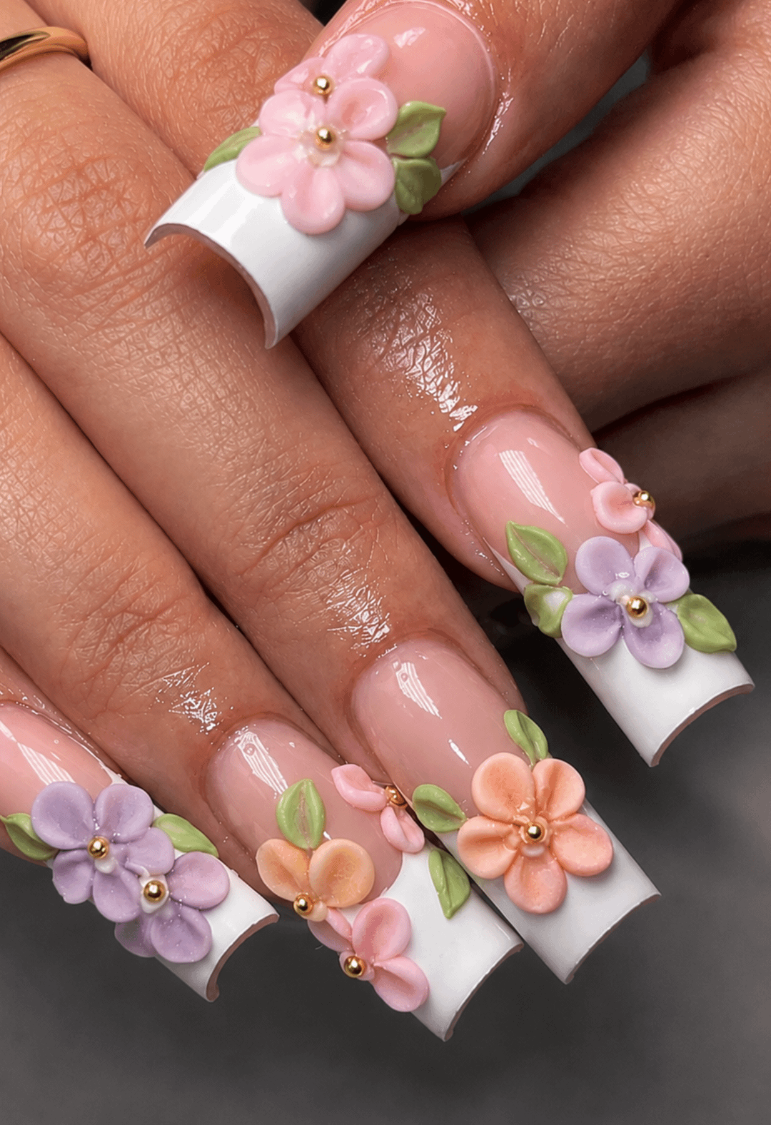 Pink Purple Peach White Green Visual Idea Pink Purple Peach White Green Visual Idea — Flower Nails 2027