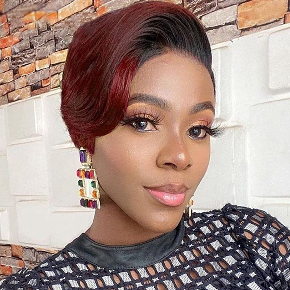 Burgundy Pixie With Dark Root Shadow Burgundy Pixie With Dark Root Shadow — Ombre Pixie 2027