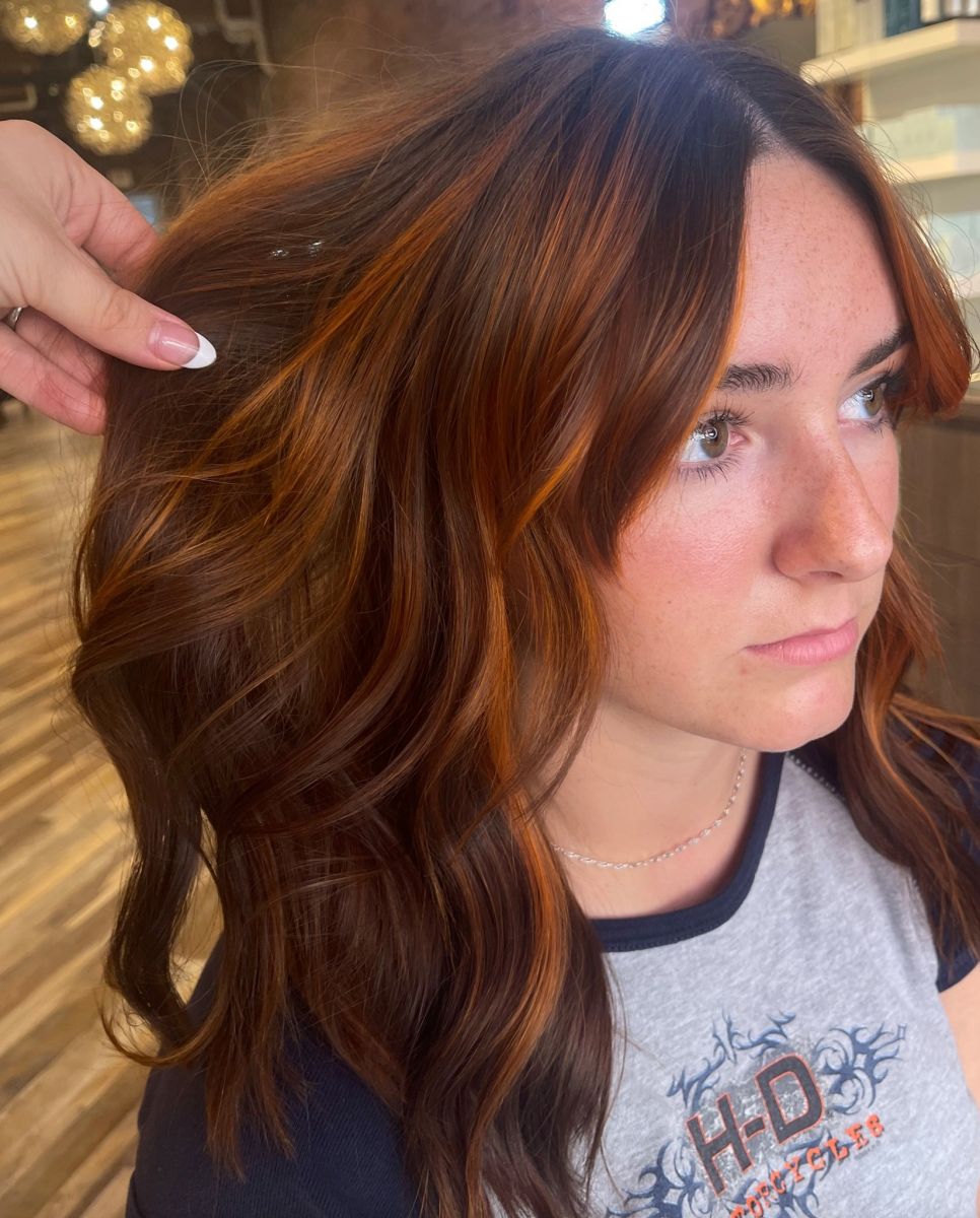 Medium Brown With Copper And Auburn Highlights Medium Brown With Copper And Auburn Highlights — Fall Hair Colors 2026