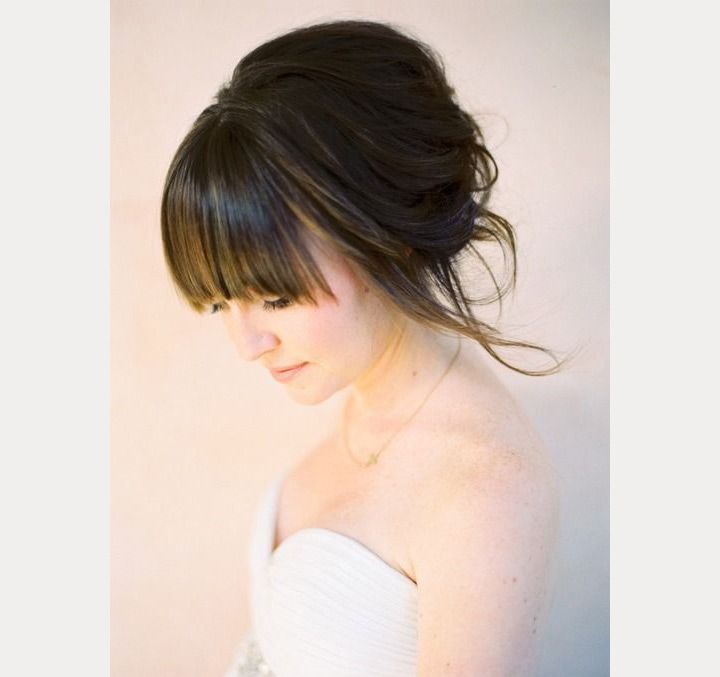 Auburn Waves With Full Bangs Auburn Waves With Full Bangs — Wedding Bangs 2027