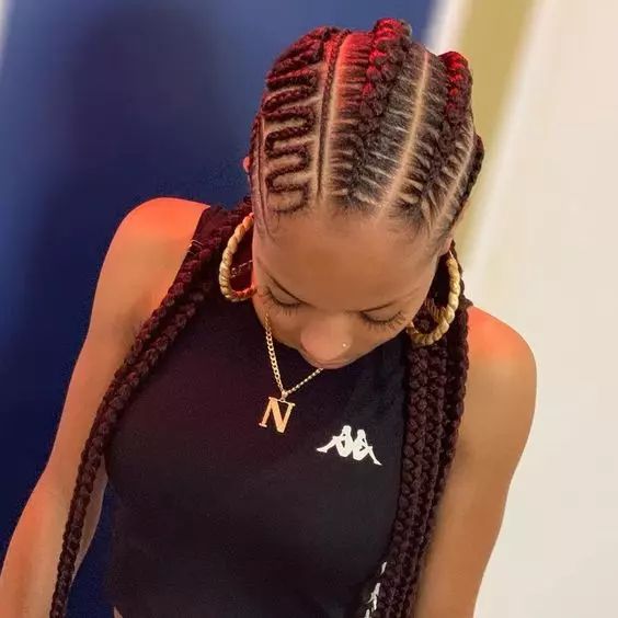Black With Dark Red Tips Visual Idea Black With Dark Red Tips Visual Idea — Jumbo Cornrows 2027