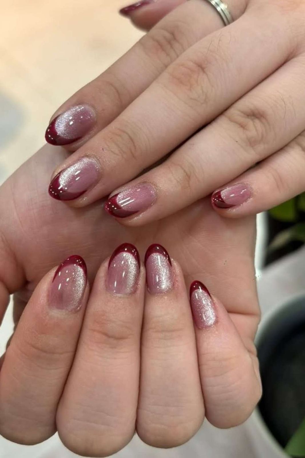 Sparkling Burgundy French Tips — Burgundy Nails 2027
