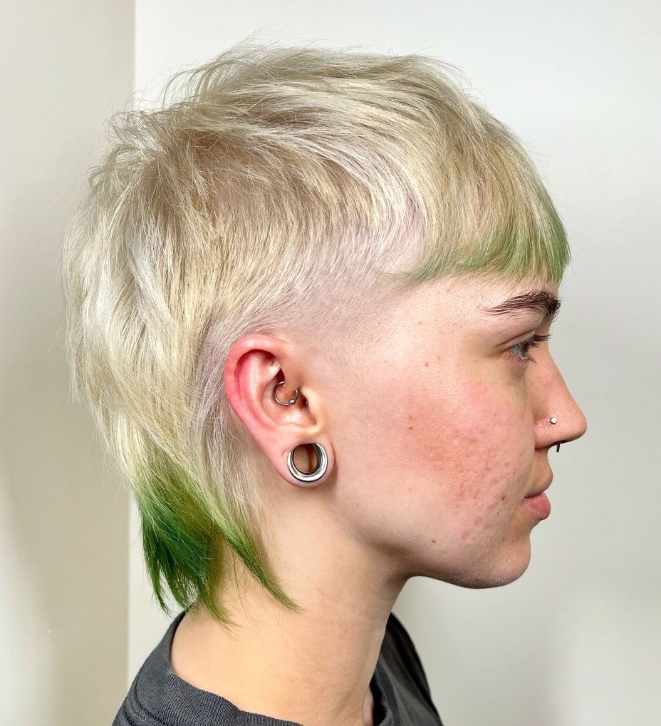 Blonde Mullet With Green Tips — Alt Hairstyles 2027