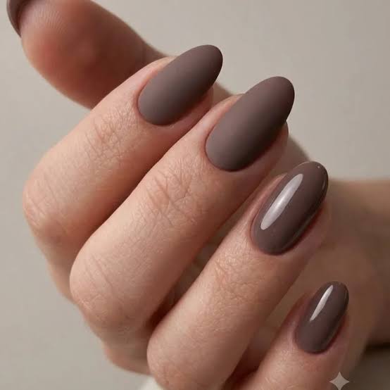 Matte Medium Brown Oval Nails Matte Medium Brown Oval Nails — Professional Nails 2027