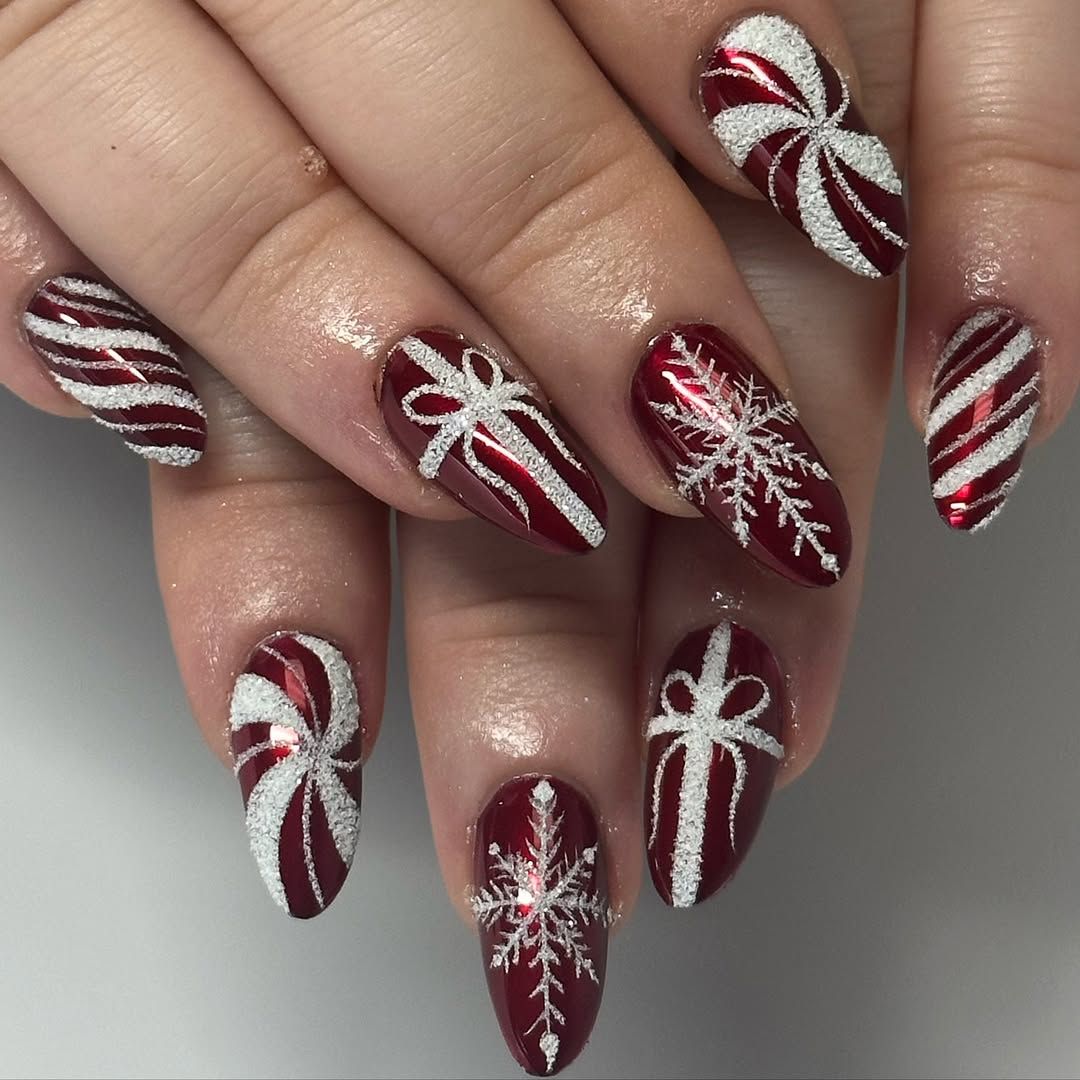 Glossy With Glitter And Flocking Visual Idea Glossy With Glitter And Flocking Visual Idea — Winter Wonderland Nails 2027