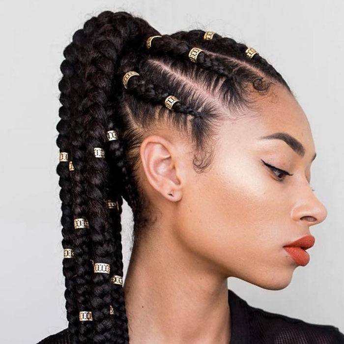 High Braided Ponytail with Beads High Braided Ponytail with Beads — Hairstyles 2027 for Black Women