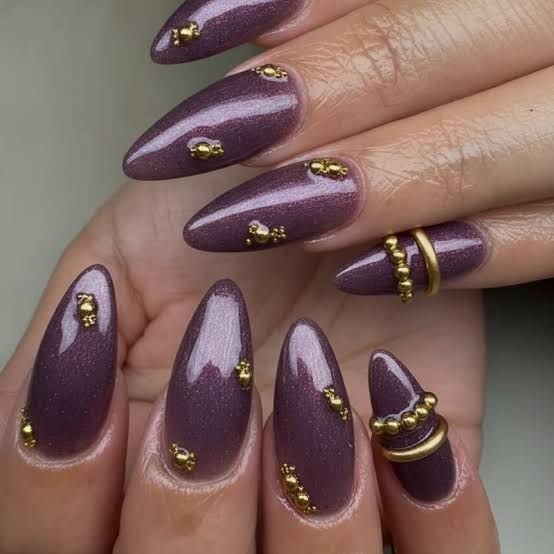Glossy With Fine Shimmer Visual Idea — Winter Purple Nails 2027