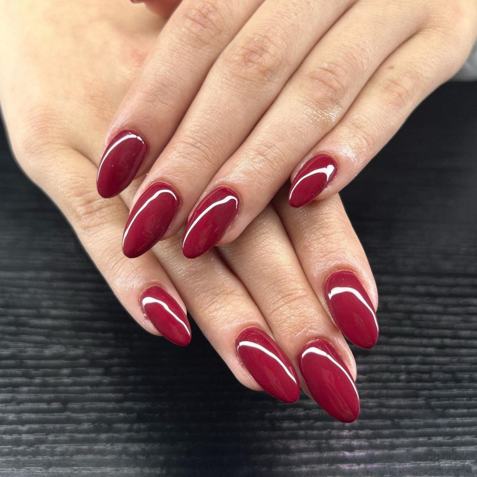 Berry Red with White French Line Berry Red with White French Line — Winter Gel Nail Colors 2027