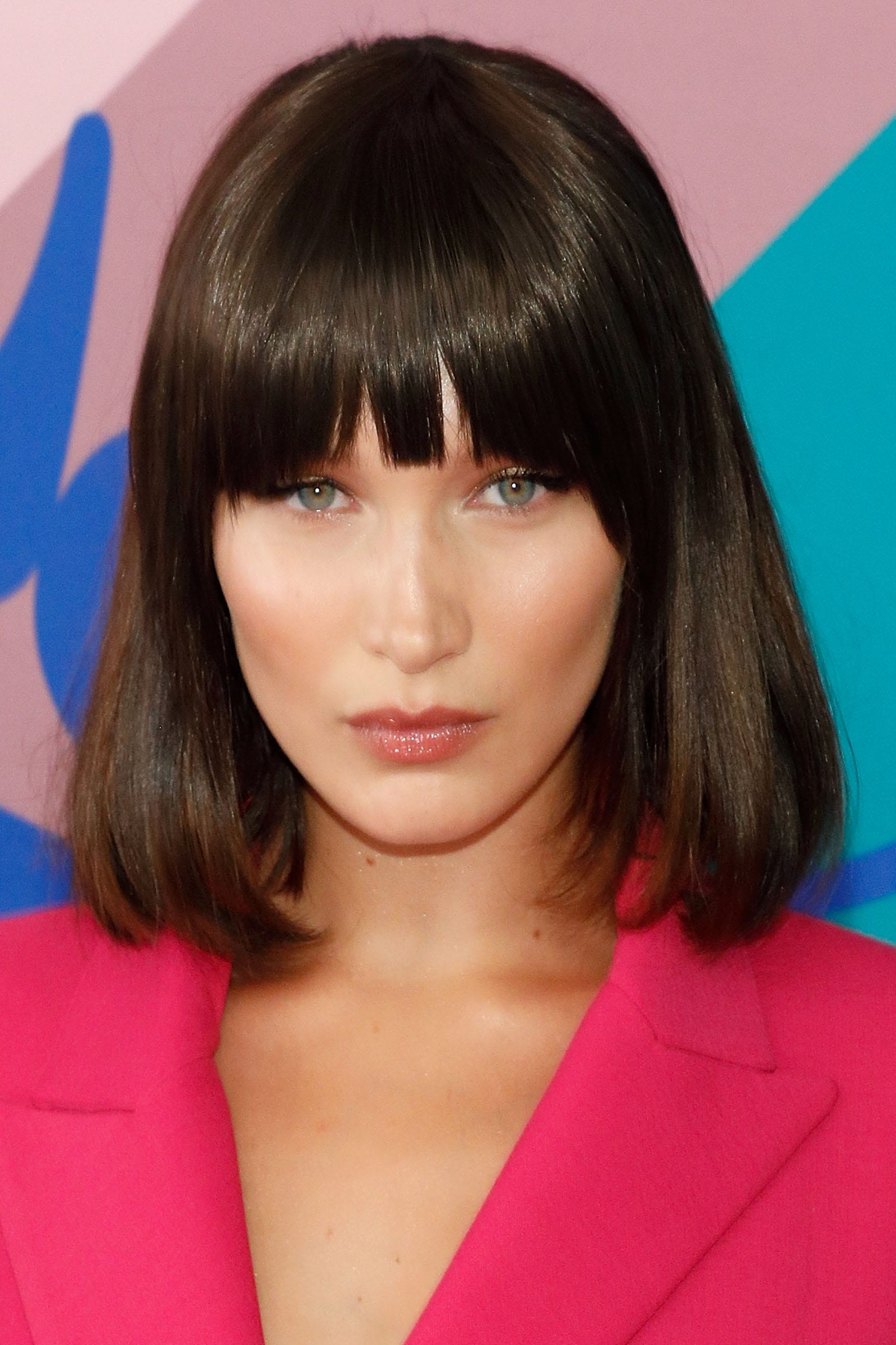 Chin Length Bob With Blunt Bangs — The Hair Has A Sharp Chin Length Bob With Blunt Bangs — The Hair Has A Sharp — Bob 2027 for Long Face