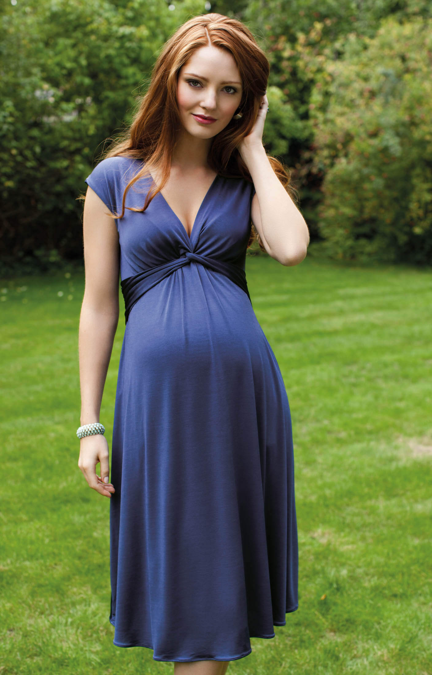 Deep Blue Jersey Knit Maternity Wrap Dress for Day or Work Deep Blue Jersey Knit Maternity Wrap Dress for Day or Work — Maternity Dresses 2027