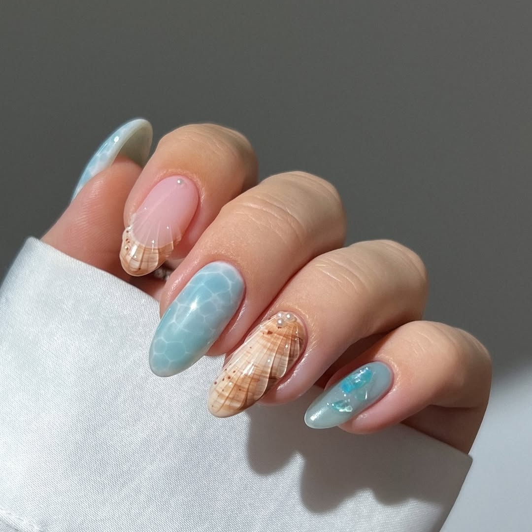 Sophisticated Seashell Texture French Tips Sophisticated Seashell Texture French Tips — Beach Nails 2027