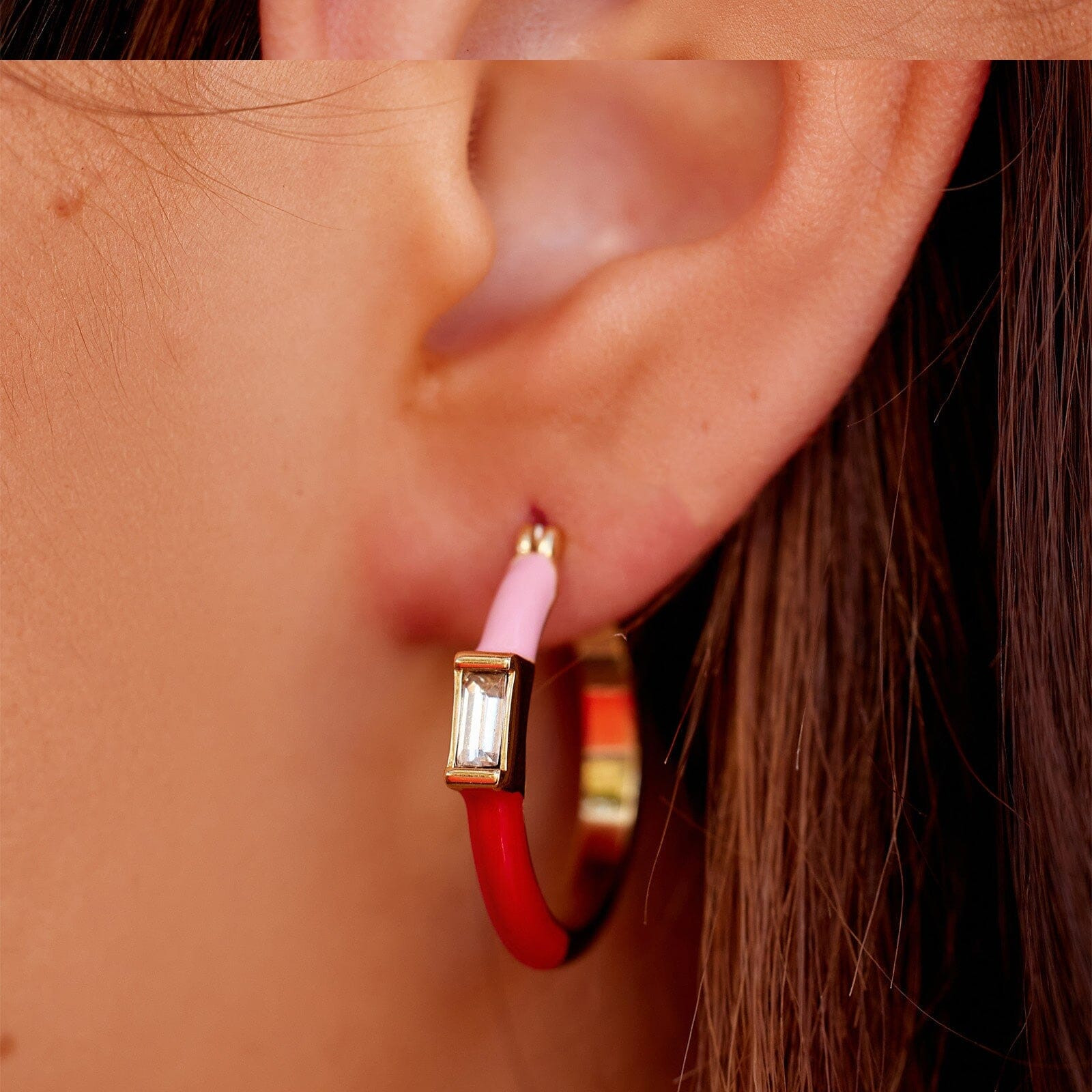 Enamel Hoops with Colorful Accents and Crystal Detail Enamel Hoops with Colorful Accents and Crystal Detail — Hoop Earrings 2027