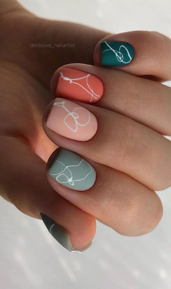 Matte Pastel Abstract Lines Matte Pastel Abstract Lines — Line Art Nails 2027