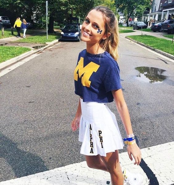 Classic Spirit: Logo Tee and Pleated Mini Skirt — College Game Day Outfits 2026