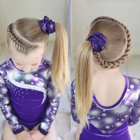 Braided Pigtails to High Ponytail — Little Girl Gymnastics Hairstyles 2027