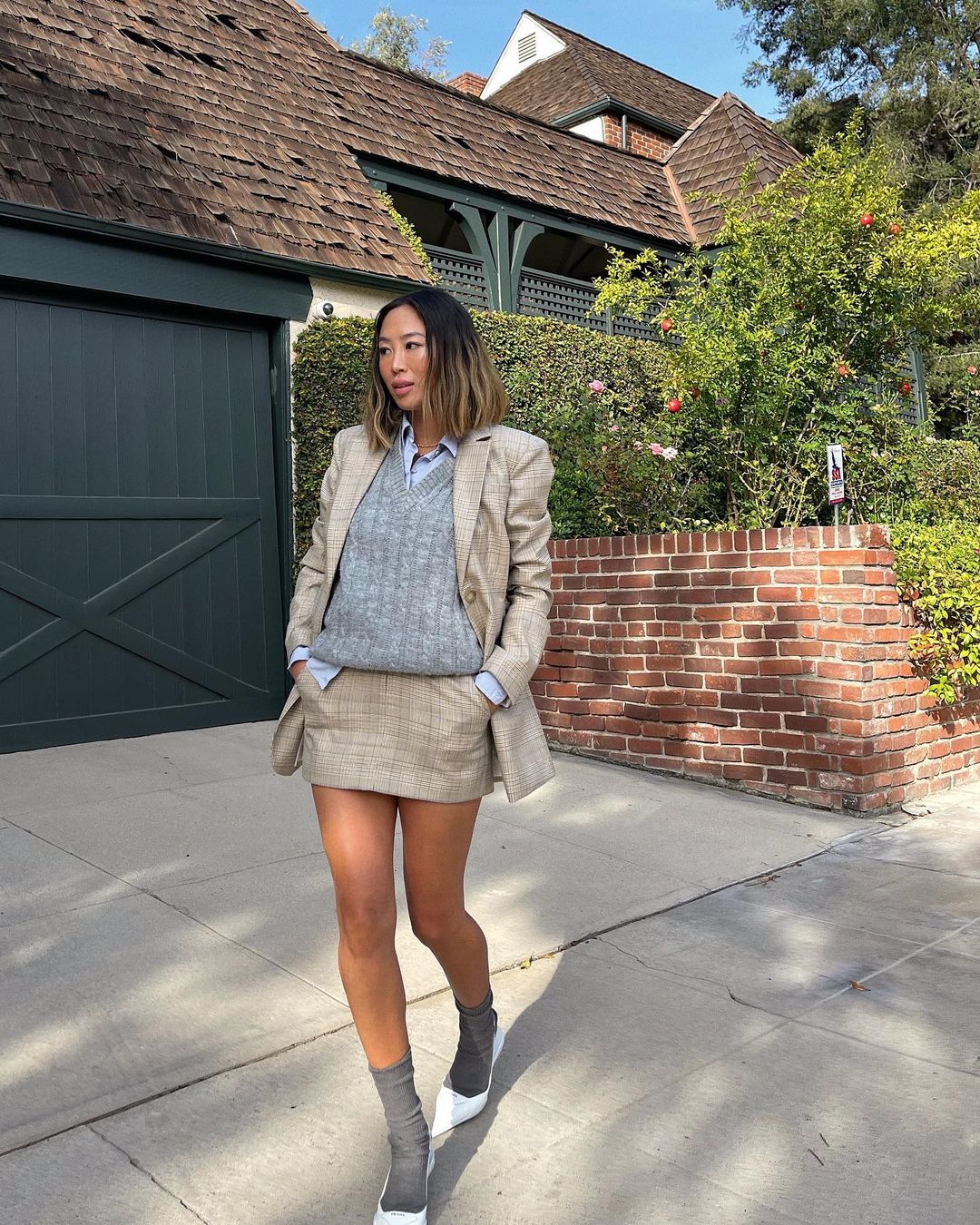 Plaid Mini Skirt with Sweater Vest and Blazer Plaid Mini Skirt with Sweater Vest and Blazer — Business Casual Outfits 2027