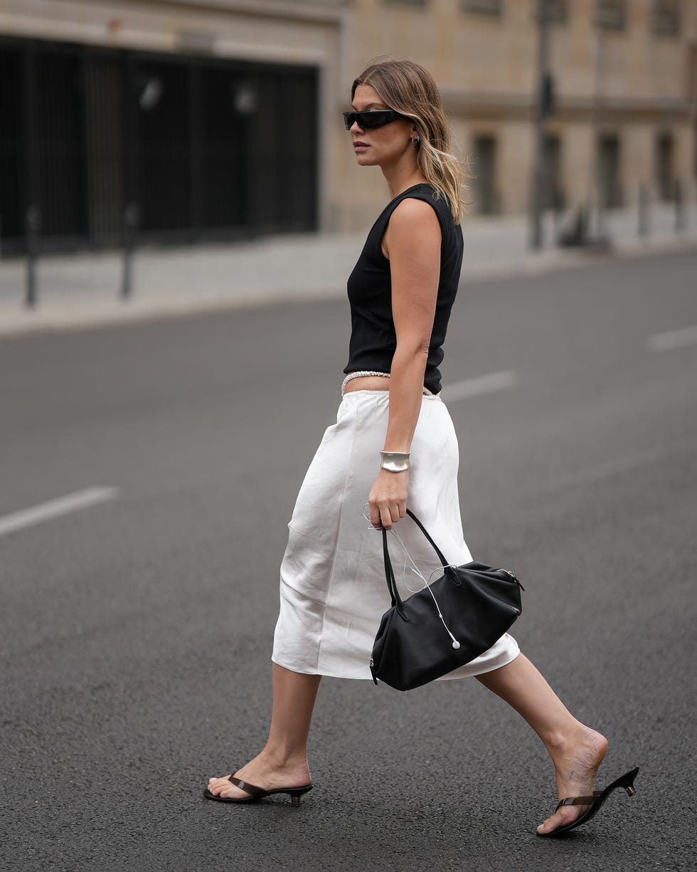 Chic Black Top and White Satin Skirt Combination — Minimalist Outfits 2027