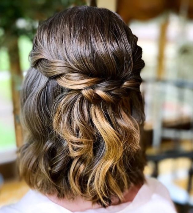 Shoulder-Length Dark Brown Half-Up Braids Shoulder-Length Dark Brown Half-Up Braids — Wedding Hairstyles 2027 for Short Hair