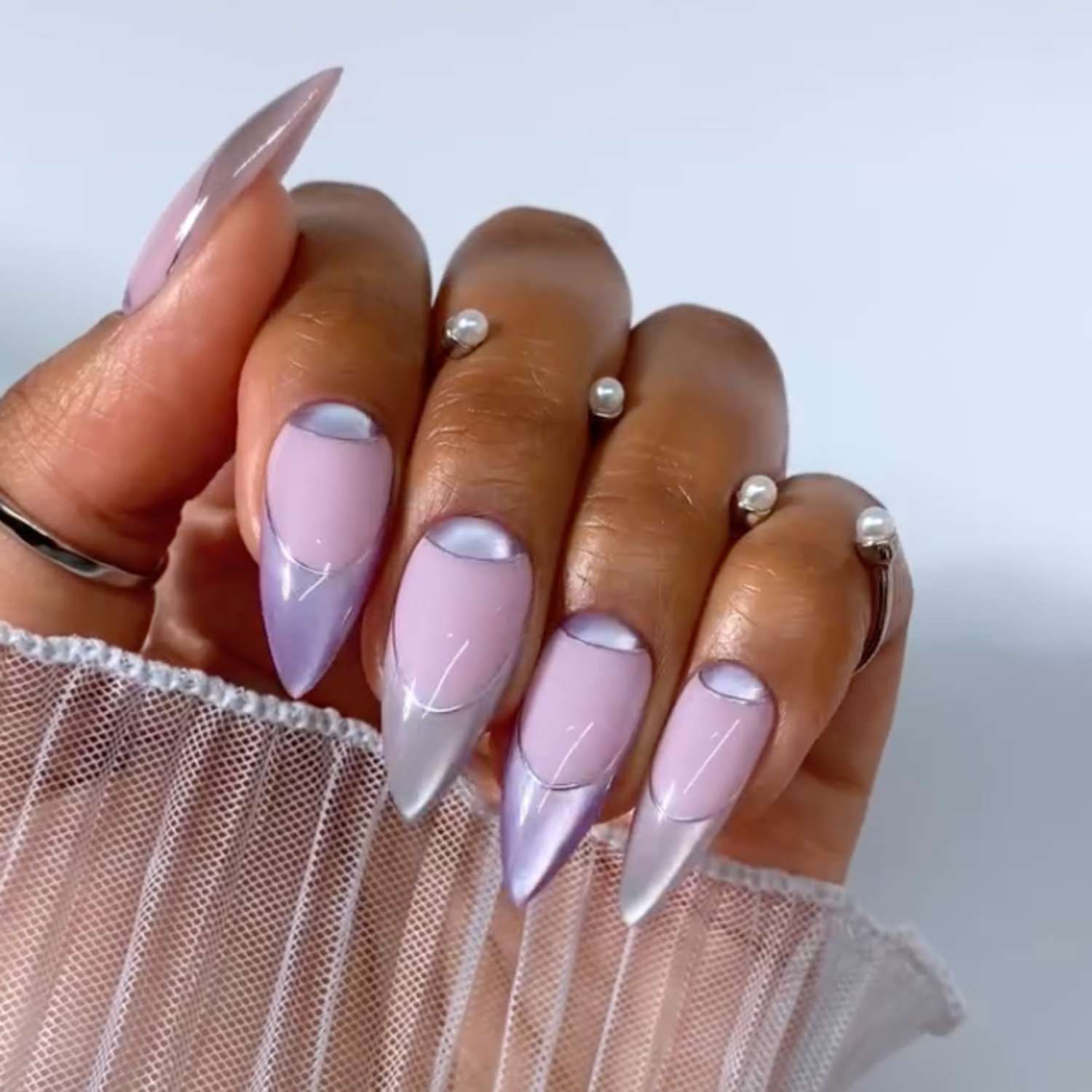 Pearl Cuticle Sheer Lilac Stiletto Pearl Cuticle Sheer Lilac Stiletto — Lavender Stiletto Nails 2027