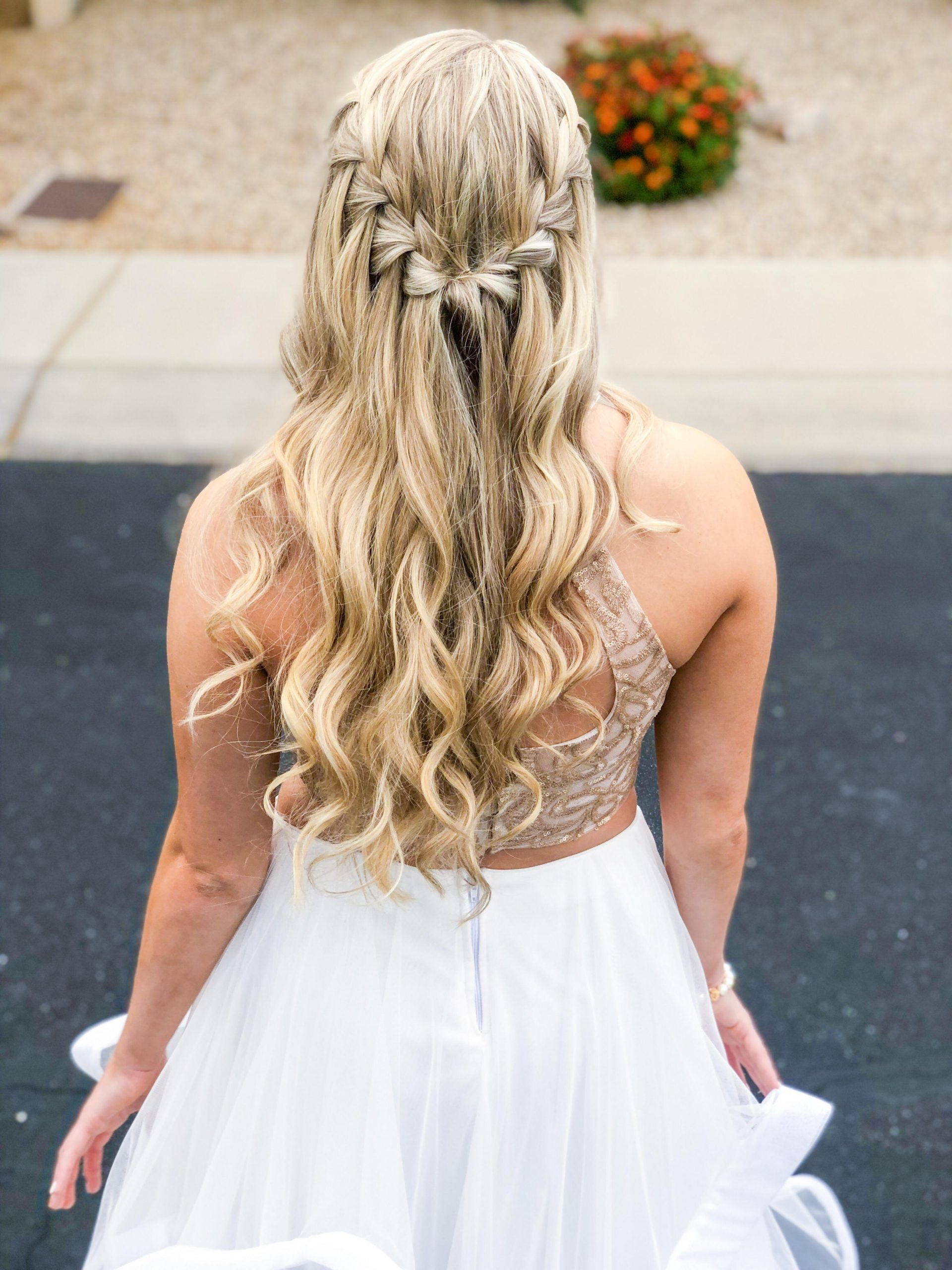 Ash Blonde Waterfall Braid Ash Blonde Waterfall Braid — Prom Hairstyles Braids 2027