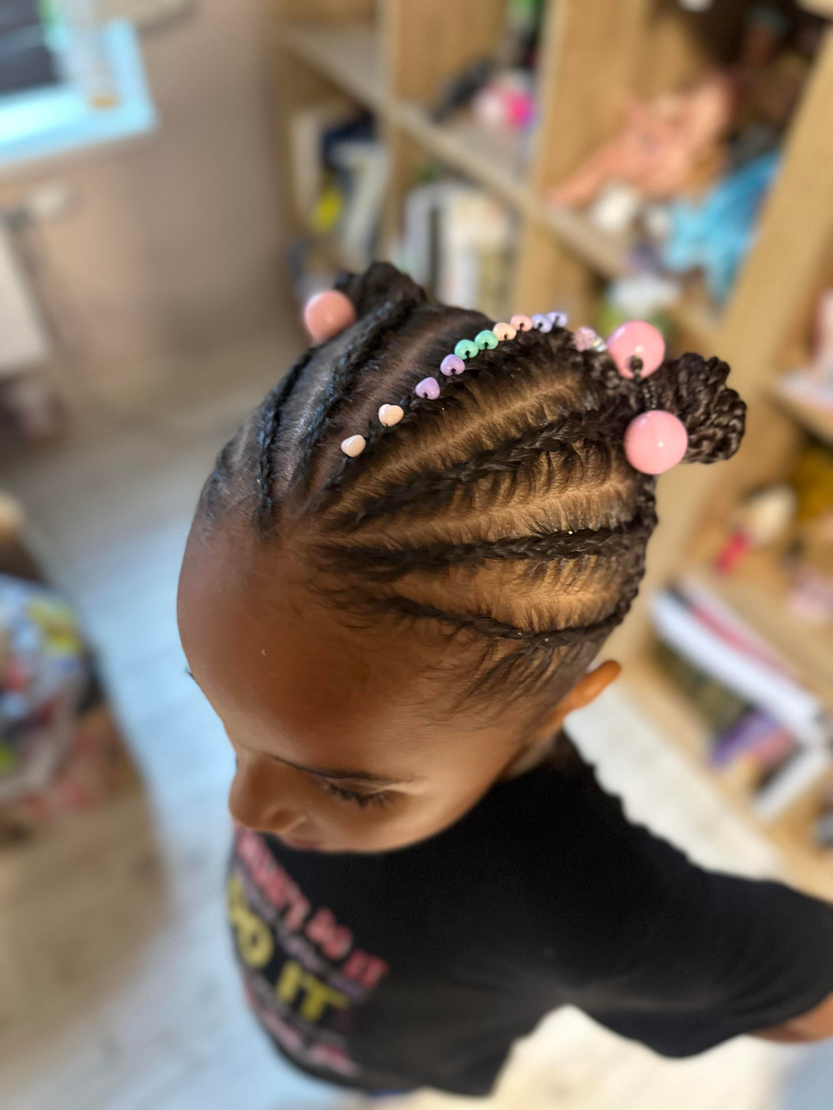 Cornrows to Double Buns with Beads — School Hairstyles 2027 for Mixed Hair