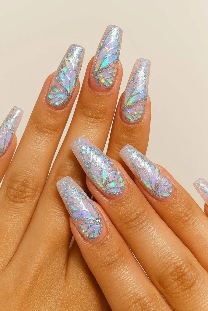 Holographic Iridescent Butterfly Wings — Butterfly Airbrush Nails 2027