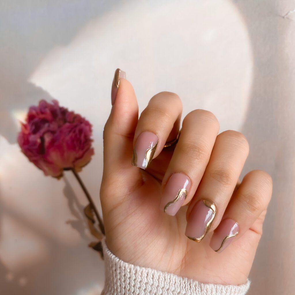 Long Almond Silver Abstract French Nails Long Almond Silver Abstract French Nails — Anniversary Nails 2027