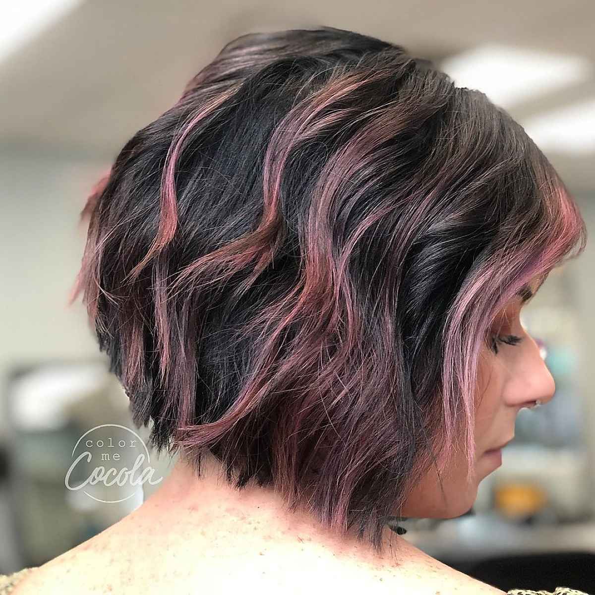 Glossy Black Bob With Chunky Blonde — Chunky Highlights Bob 2027