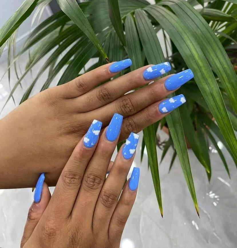 Sky Blue Cloud Coffin Nails Sky Blue Cloud Coffin Nails — Summer Coffin Nails 2027