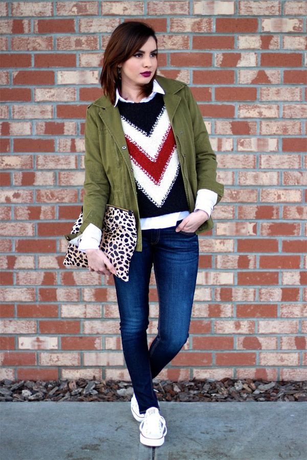 Chevron Sweater and Utility Jacket for a Casual City Vibe Chevron Sweater and Utility Jacket for a Casual City Vibe — Winter Outfits Warm Climate 2027