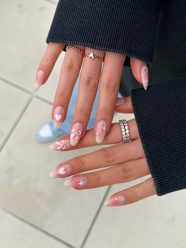 Sweet Pink Bow and Heart Art — Nails 2027 for Women Over 40