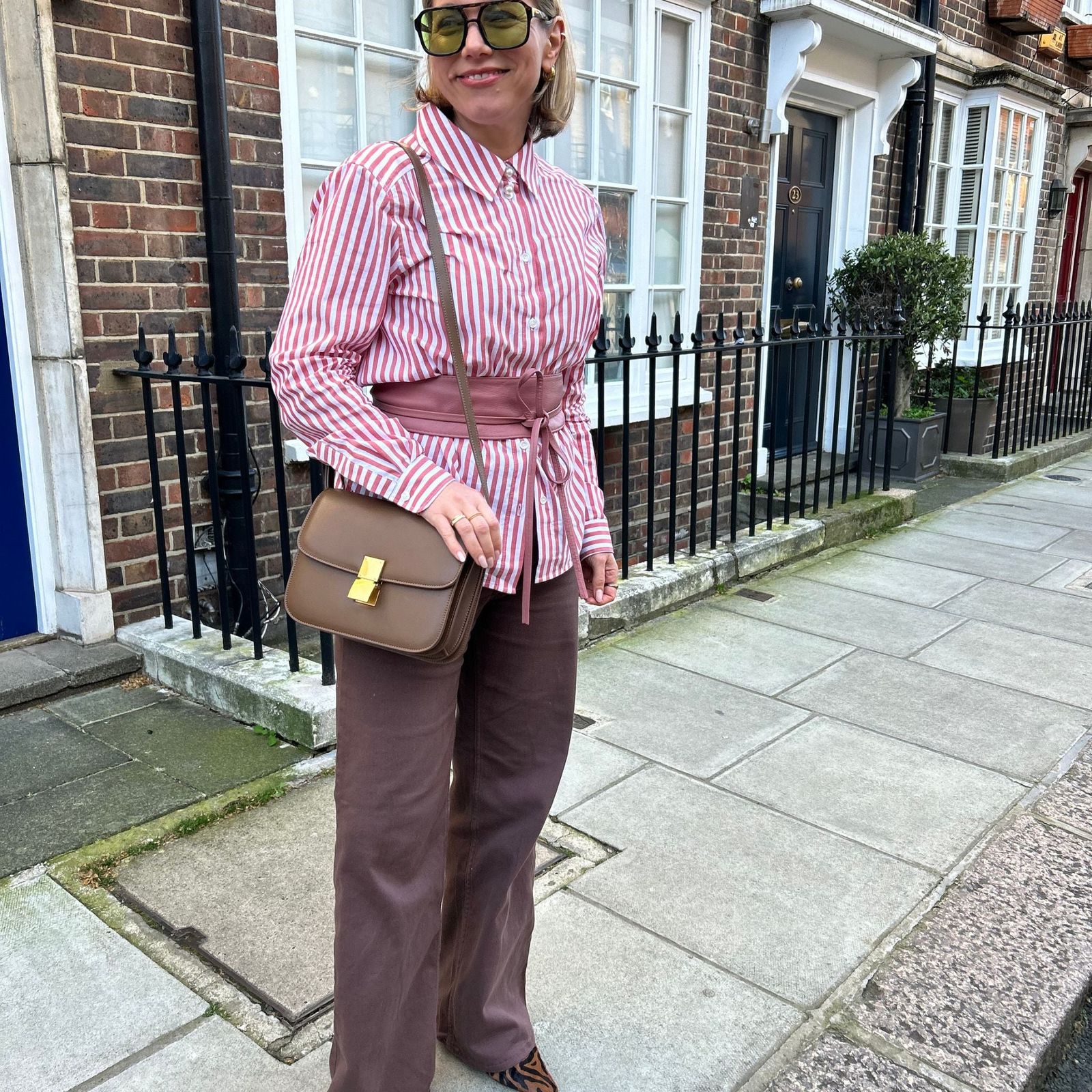 Striped Shirt and Trousers with a Bold Obi Belt Striped Shirt and Trousers with a Bold Obi Belt — Statement Belt Outfits 2027