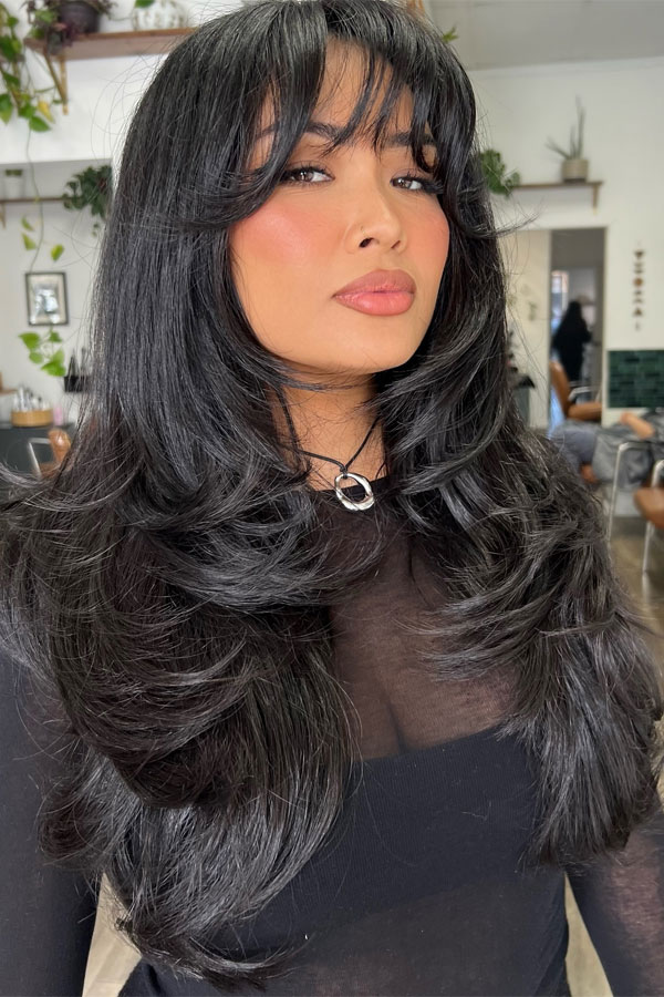 Voluminous Layers With Wispy Fringe Voluminous Layers With Wispy Fringe — Black Bangs 2027