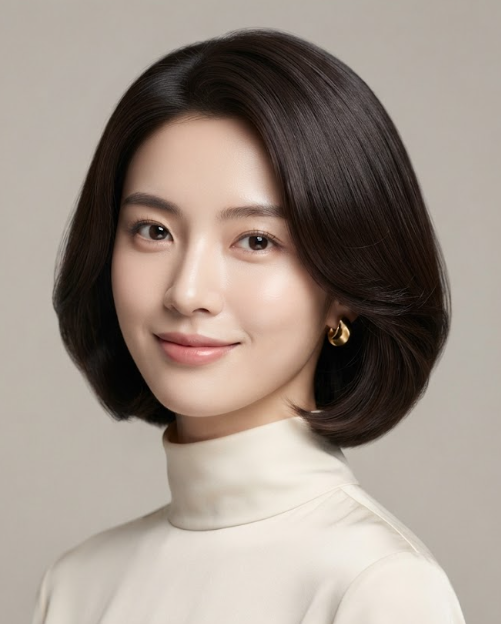 No Bangs Symmetrical Dark Brown Chin Bob — Blunt Bob 2027