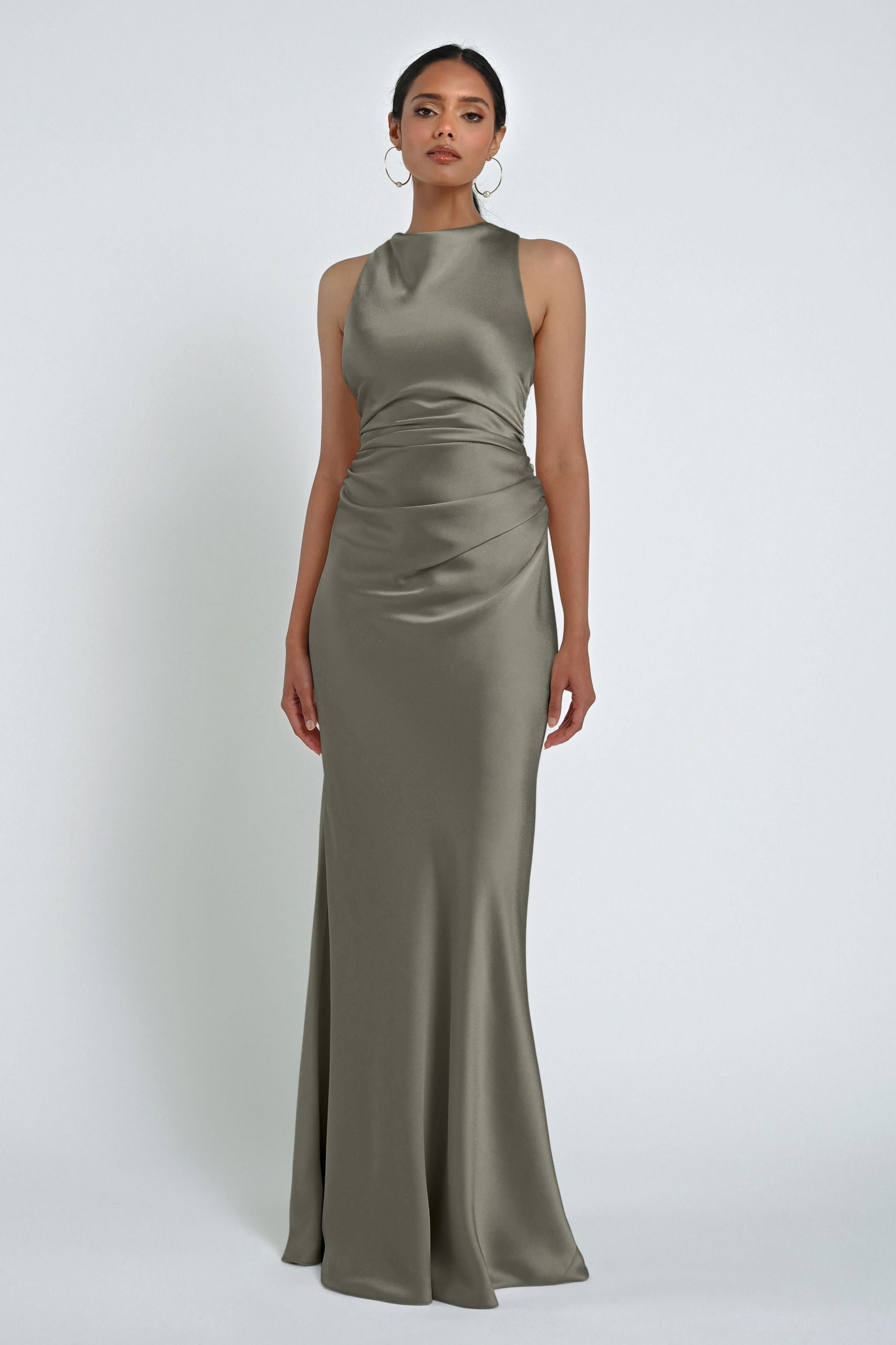 Elegant Formal: Sage Green Satin Column Dress — Sage Green Outfits 2027