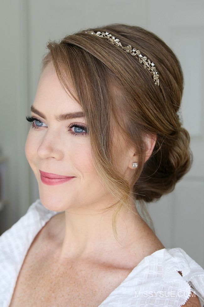 Medium Brown Low Bun with Headband — Graduation Updos 2027