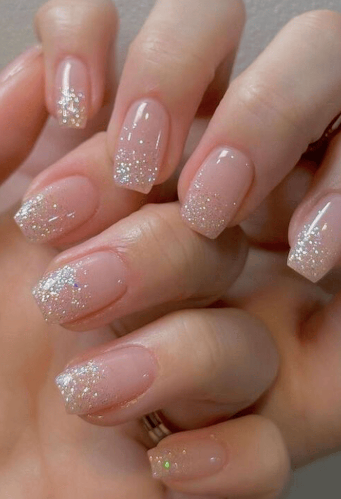 Short Square Glitter French Tips Short Square Glitter French Tips — Glitter Nails 2027