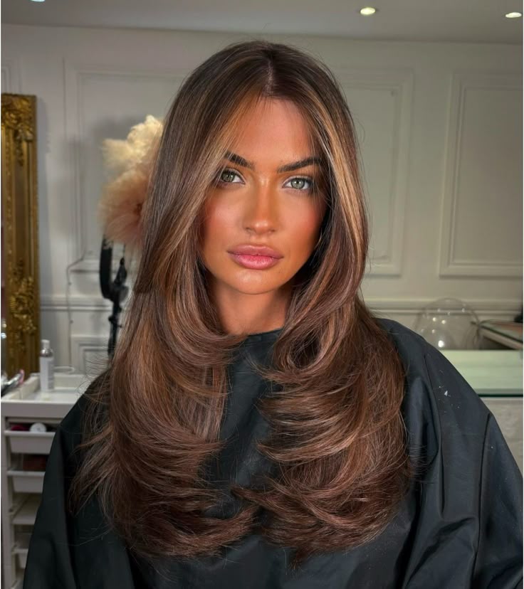 Chocolate Brown With Warm Caramel Balayage Chocolate Brown With Warm Caramel Balayage — Spring Brunette 2027