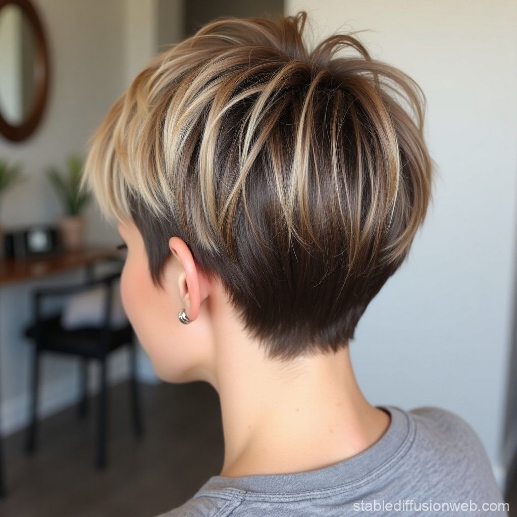 Dark Brown Pixie With Blonde Highlights Dark Brown Pixie With Blonde Highlights — Two Tone Pixie 2027