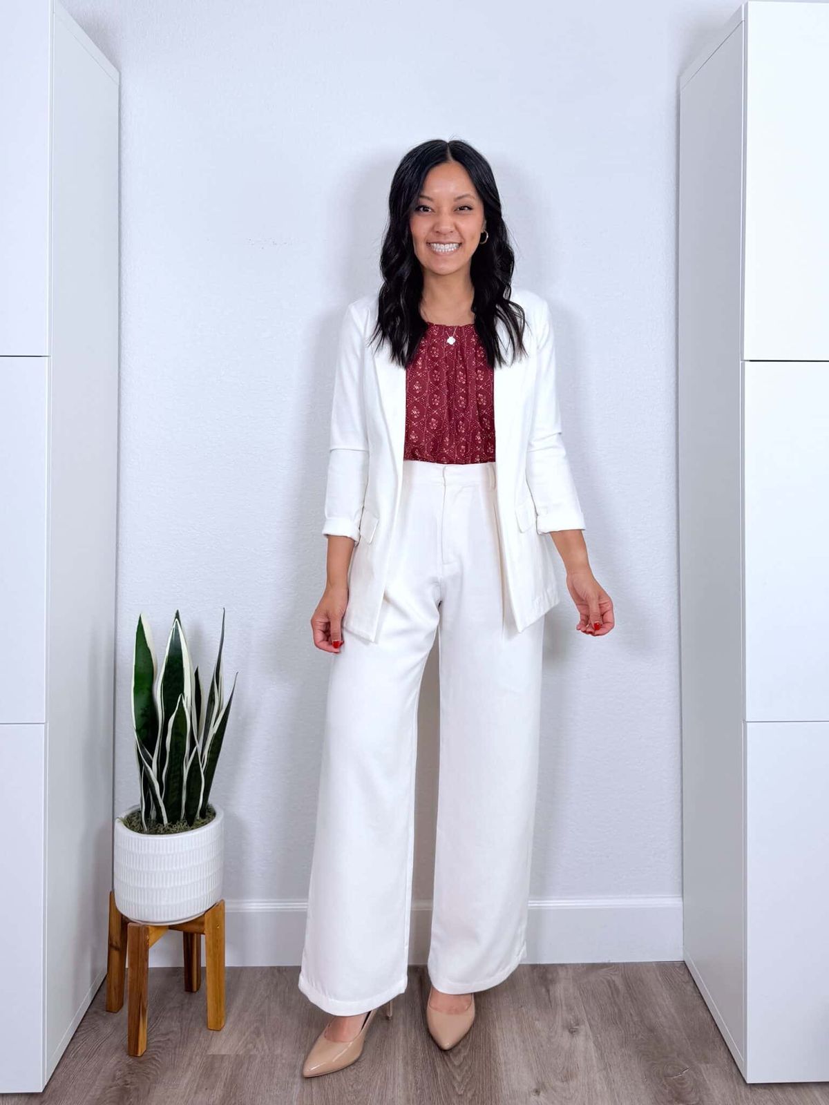 Modern Business Casual: White Blazer and Trousers Modern Business Casual: White Blazer and Trousers — Neutral Summer Outfits 2027