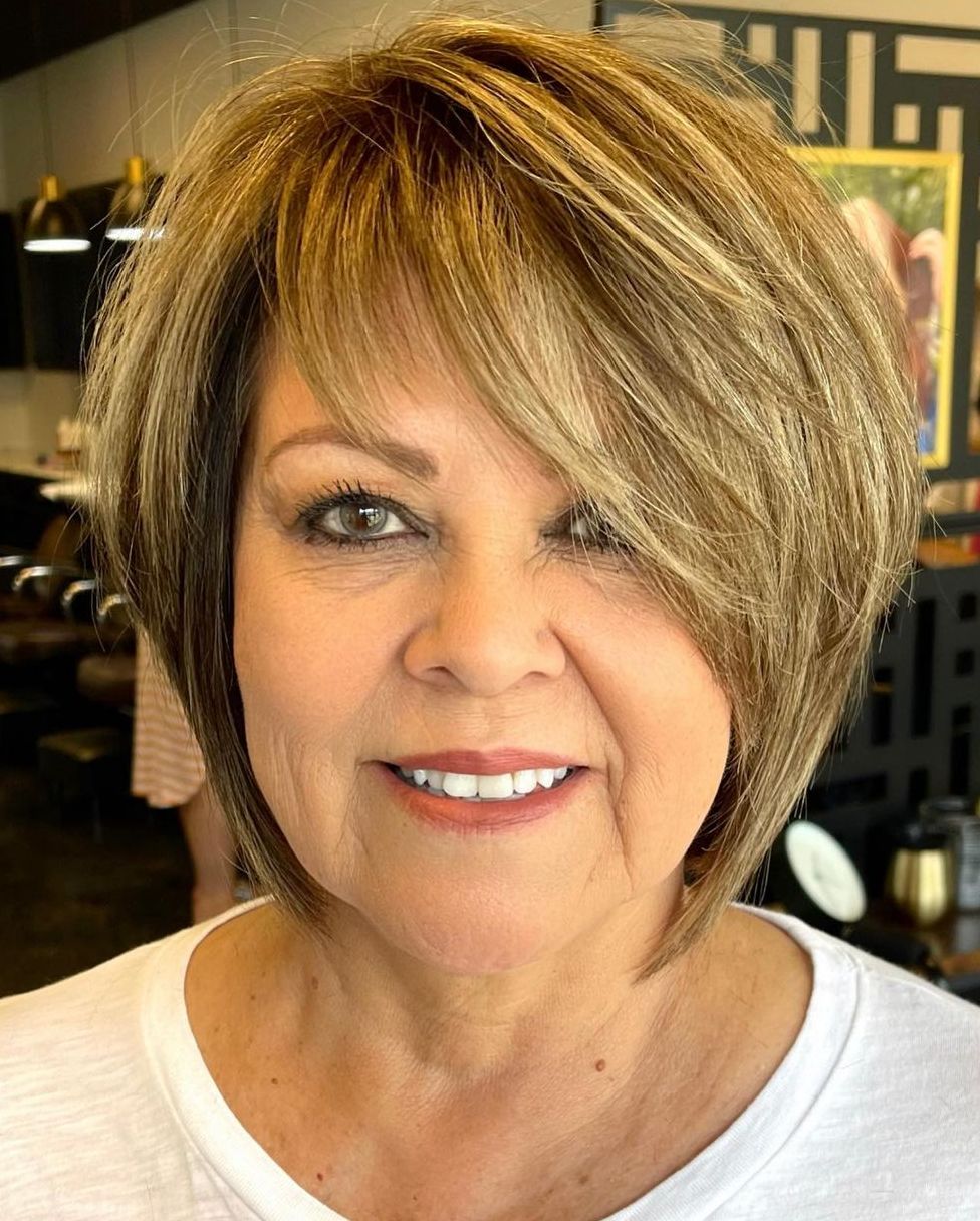Chin-Length Layered Honey Blonde Stacked Bob Chin-Length Layered Honey Blonde Stacked Bob — Haircuts 2027 for Women Over 50