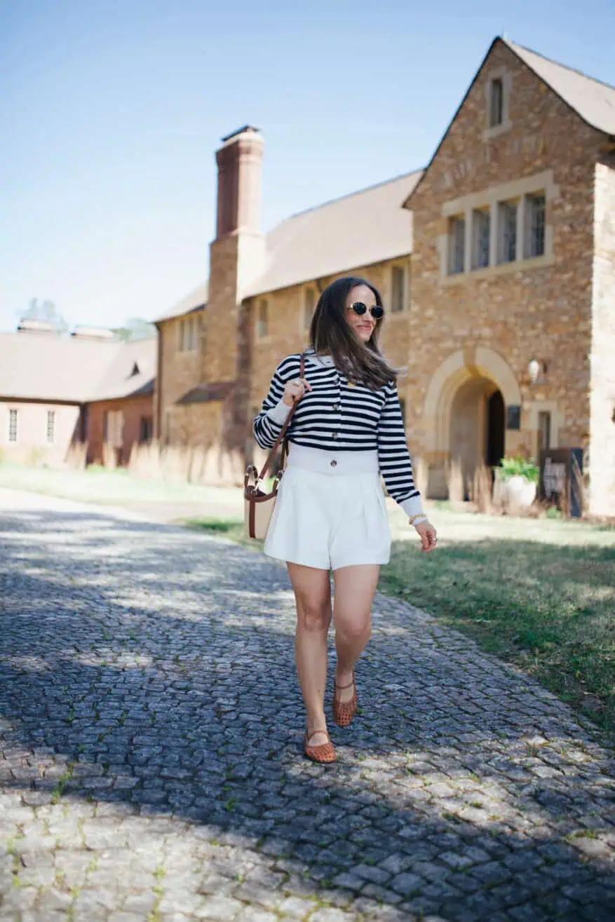 Striped Knit Top and White Shorts for Cobblestone Streets Striped Knit Top and White Shorts for Cobblestone Streets — Travel Outfits Europe 2027