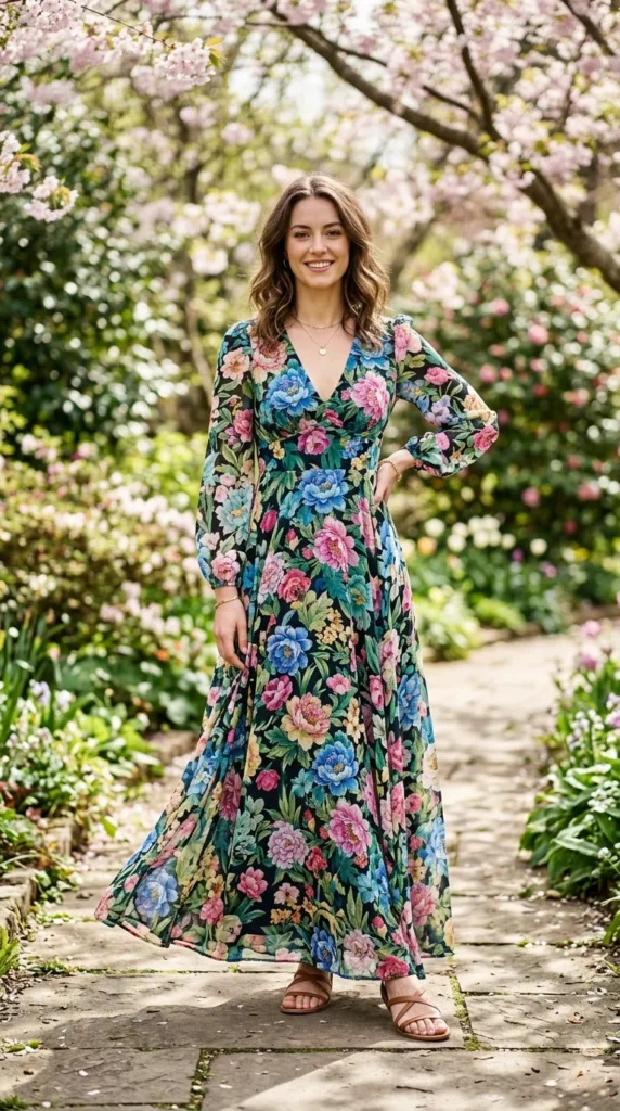 Flowy Floral Maxi Dress for Spring Garden Charm — Tall Women Outfits 2027