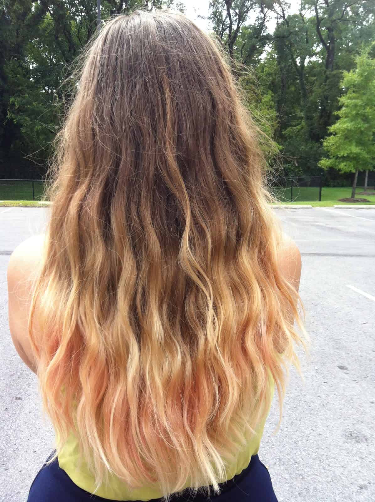 Mid-Back Beachy Waves With Peachy-Pink Ombre Mid-Back Beachy Waves With Peachy-Pink Ombre — Overnight Hairstyles 2027